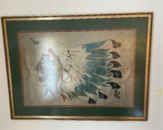 101_____ $375 
Indian chief heads Lafayette Esquadrille on canvas  • 31"H x 41"W
