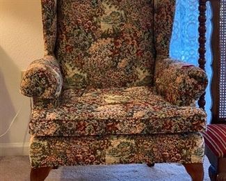 130_____$125 brocade wing back chair. Perfect condition