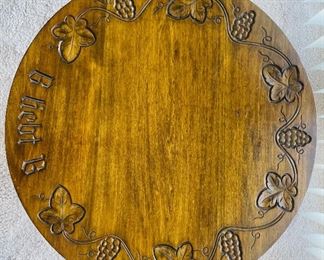 6_____ $125 
 German Carved wood bistro table • 20" D x 27"H
