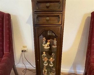55_____ $110 
Tower Curio cabinet  • 45"T x 15"Wx 12"D