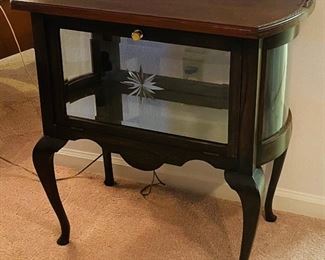 31_____ $195 
 Tray top (removable) curio cabinet with drop front door  • 30"W x 30"T x 18"D