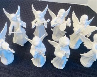 32_____ $75 
 Set of 8 Dresden musicians Angels bisque 6"T (some finger loss on 4 angels)