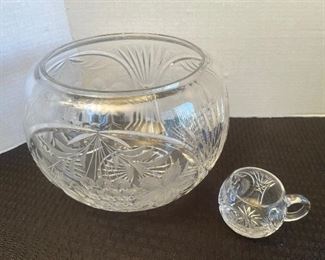 34_____ $50 
Crystal punch bowl  • 8"T  x 9"W with 24 cups 