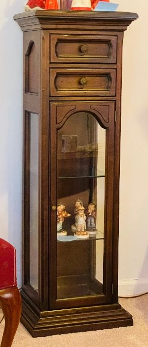 55_____ $110 
Tower Curio cabinet  • 45"T x 15"Wx 12"D