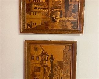 75_____ $90 
Pair German of inlaid wood carved plaques  • 11" x 14"
