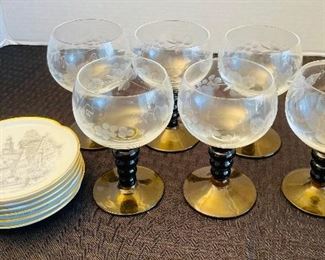 81_____ $34 
Set of 6 German wine  glasses with coasters 