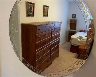 98_____ $60 
1940's French Art deco round mirror  • 26"D
