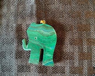 117_____ $60 
Malachite Elephant & Necklace 