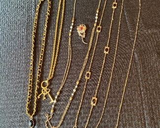 119_____ $36 
Costume jewelry gold chains & Amber & Chanel style, sterling pin
