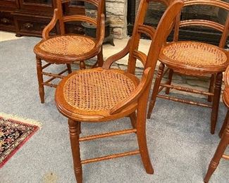 #29 - $250 Set of 4 walnut caned chairs (one has to be re-caned) • 34high 17wide 20deep
