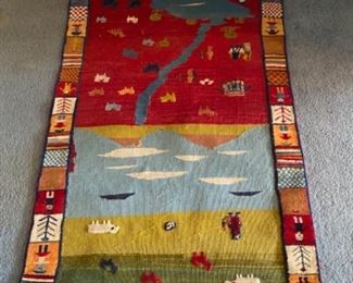 $250 primitive cotton rug 3’2” x 4’9”