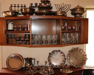 trays, stemware, glassware, barware, menorah, Judaica, tureen, pots, bowls 