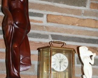 sculpture, carving, clock, figurine