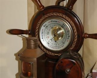 lamp, nautical, lantern, lighting, weather gauge, ship's wheel