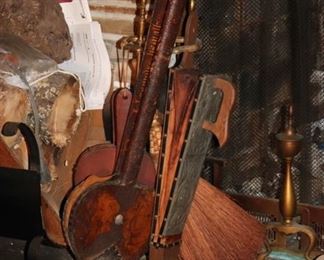 fireplace accessories, bellows, fireplace tools, vintage