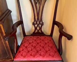 Chippendale, silk fabric, custom dining chairs 