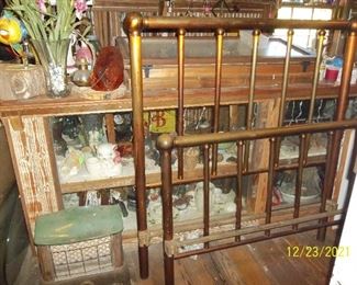 brass/iron full size bed with rails