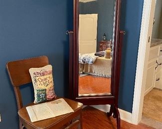 Cheval mirror & straight chair