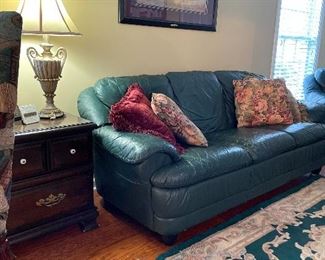 Leather sofa & side table