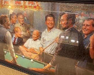 U S Presidents playing pool print
