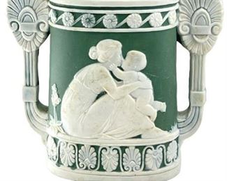 Lot 109
Antique Schafer & Vater Jasperware Mother and Child Double Handle Cup