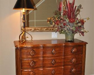 Beautiful 4 Drawer Cherry Chest with Carved Drawer Handles and Feet by Hooker Furniture, 53"w x 38"h x 20"d