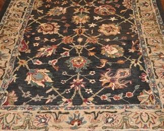 One of the 2 Chapel Inc, "Mira" Black and Beige 100% Wool Area Rugs Available, 6' x 8'