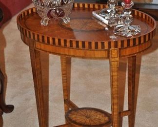 Petite Oval Inlaid Accent Table by Maitland Smith, 24.5”w x 29”h x 16” d