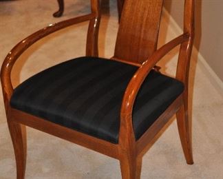 Dining Set Includes 4 Side Chairs and 2 Arm Chairs Upholstered in a Black Striped Fabric