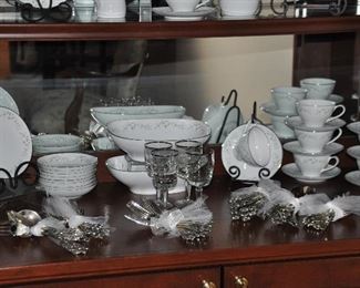 Additional Noritake "Annabelle" China Shown with a Baroque by Godinger Flatware Set, Service for 12