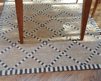 Hand Tufted Area Rug by Liora Manne, "Spello" Black, Cream and Ivory Checkered Diamonds, 5' x 8'