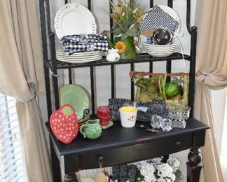 Fantastic One Drawer Black Normandy Buffet and Hutch, Painted Wood and Black Metal Shelves, 36"w x 18"d x 72”h