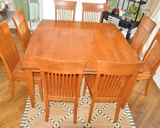 Impressive 80" Mission Style Dining Table, Complete with 8 Chairs in Excellent Condition!