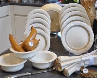 Vintage Arabia of Finland, Seita Arctica, Oven to Table Dinnerware Set Available Includes 12 Dinner Plates, 12 Salad Plates and 12 Bread and Butter Plates. 9 Soup Bowls Sold Separately. 