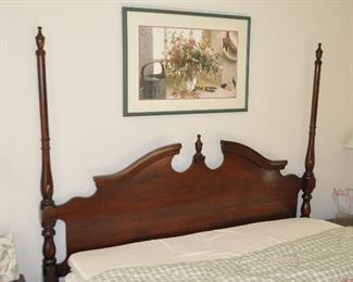 Vintage Queen Size  Cherry 4 Corner Poster Bed in the style of Georgian Court 