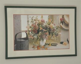 Garden Flower Arrangement with Watering Can Framed Print, 29.5" x 21.75"