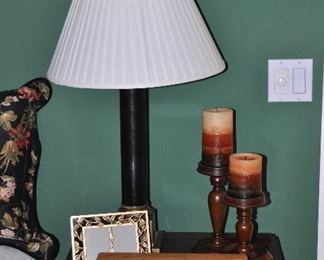 Vintage Black and Antiqued Gold Table Lamp Shown With More Decor!
