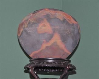 Beautiful Raku Flash Finish Vase Signed Randy Brodnax, (Stand Sold Separately)