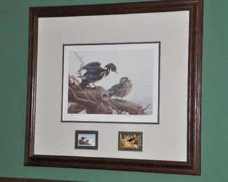 1990 Federal Stamp, Print and Gold Stamp Plate by Michael Dumas