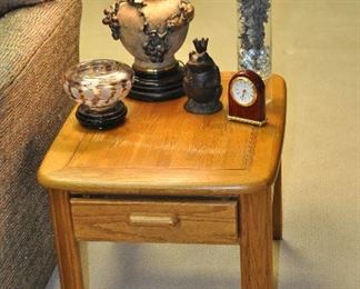 Vintage Broyhill Oak One Drawer Side Table, 22"w x 27"d x 20"h