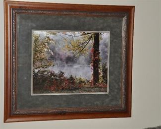 Another Beautiful Professionally Matted and Framed Color Photograph, Lake House", 32.5" x 28.5"