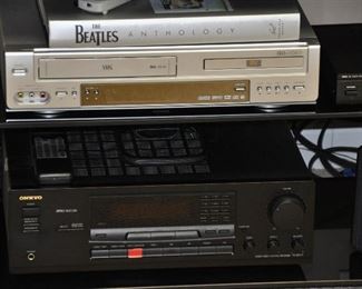Go Video VCR and DVD Combination Shown With a Vintage Onkyo Audio Video Control Receiver TX8511