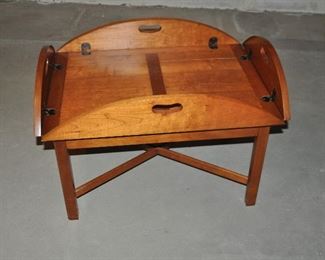 Vintage Hand Crafted Reproduction Hinged Butlers Tray Table (AS IS), Closed:30"w x 21"d x 17"h, Open: 40.75" x 31.5" x 17"