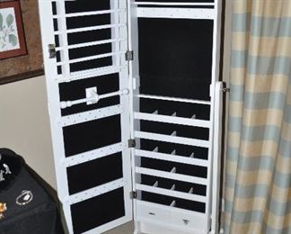 Open View of the Fantastic Freestanding Mirror and Jewelry Storage Unit