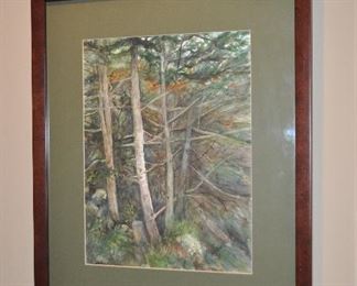 Signed Kay Gee Framed Landscape Watercolor,19.5" x 23.5"