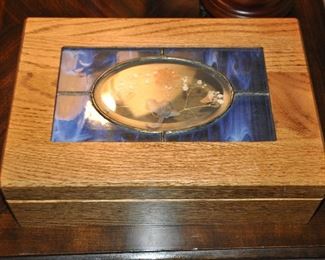 Lovely Stained Glass with Dried Flowers Wooden Box