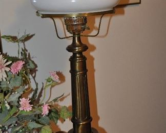 Vintage Glass and Brass Hurricane Table Lamp