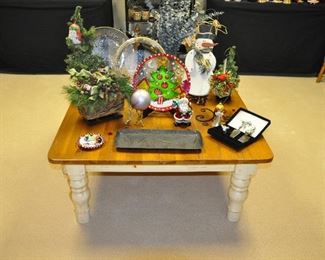 Ethan Allen Country French Coffee Table Distressed and Painted with More Christmas Decor!