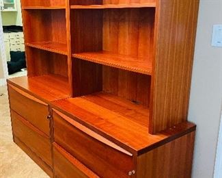 2- NOW $300 was $595 Quality office furnitures Desk  set with 2 shelves - file cabinets drawers• 29high 70wide 45deep 
File cabinet with hutch  
• 71high 36wide 20deep