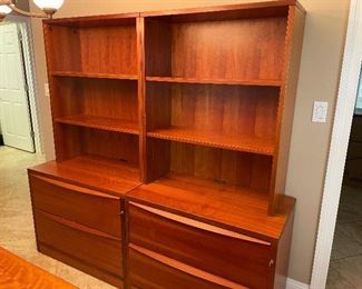 2- NOW $300 was $595 Quality office furnitures Desk  set with 2 shelves - file cabinets drawers• 29high 70wide 45deep 
File cabinet with hutch  
• 71high 36wide 20deep
